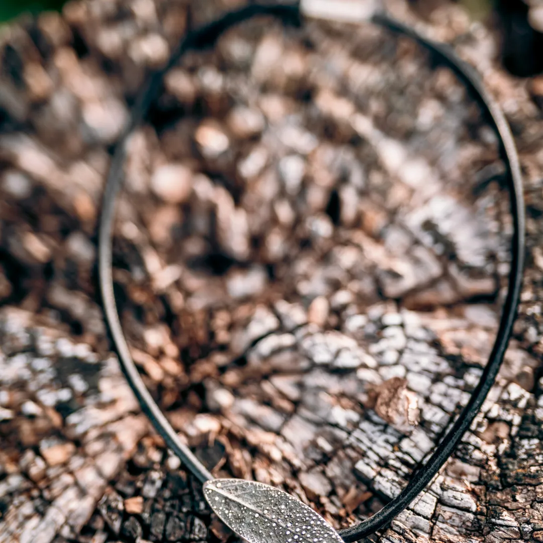 Collier feuille de sauge en argent