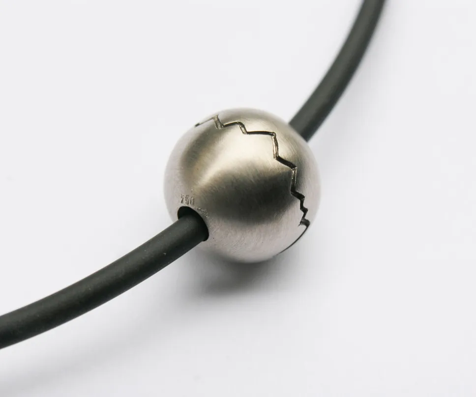 Collier Homme 'Boule' en or gris