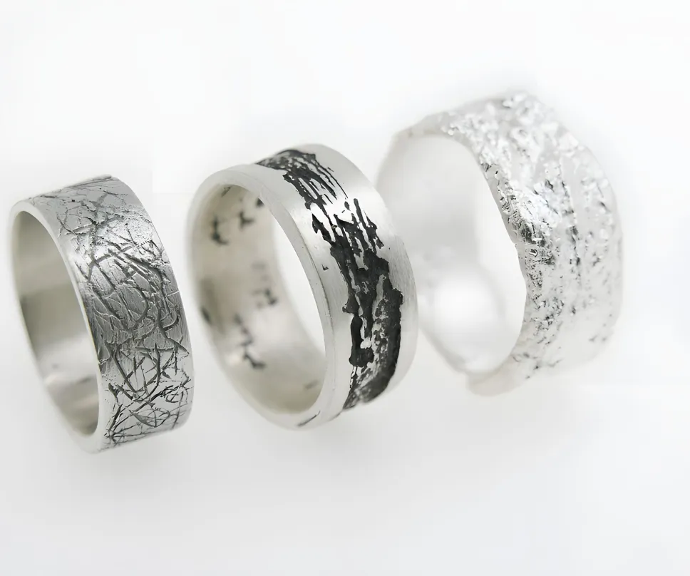 Trois bagues brute en argent