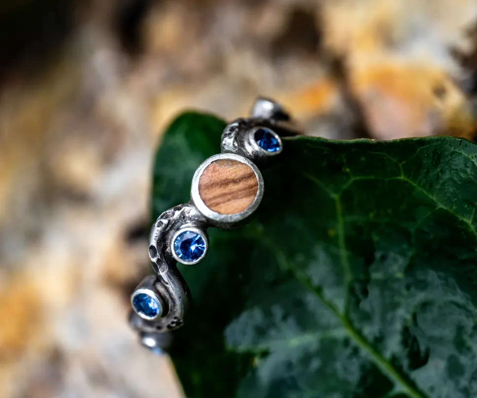 Bague en argent, saphir et aigue-marine